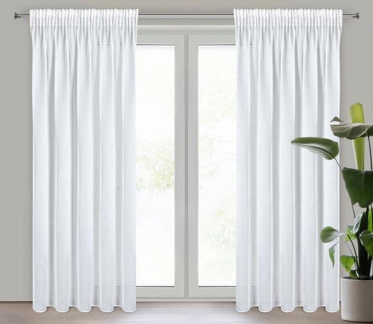 Eurofirany, firana gotowa, Tina, na taśmie, biały, 140-270 cm