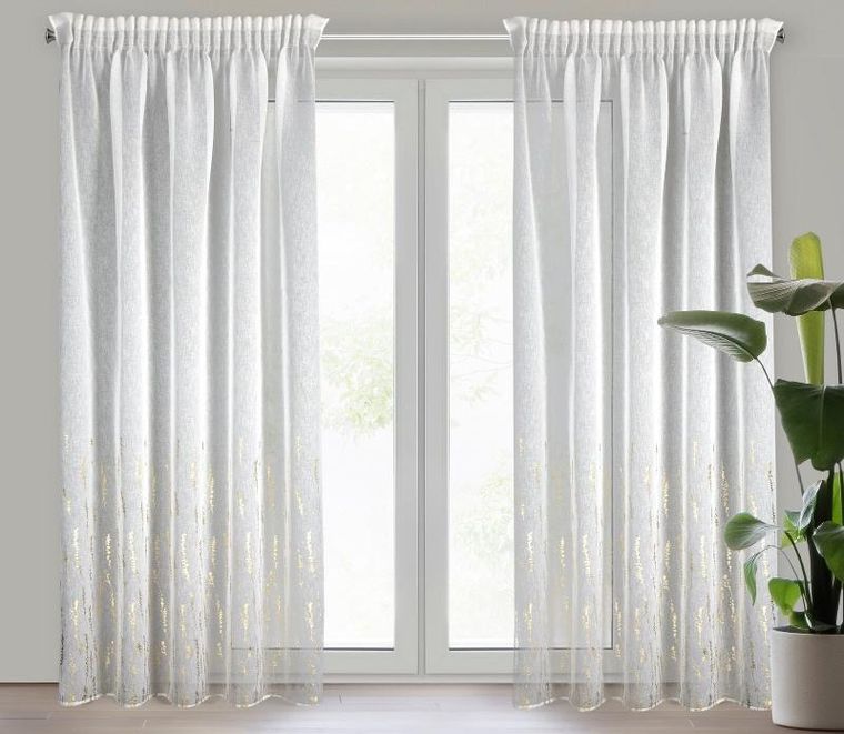 Eurofirany, firana zaciemniająca gotowa na taśmie, Linzi, 140-250 cm, biały