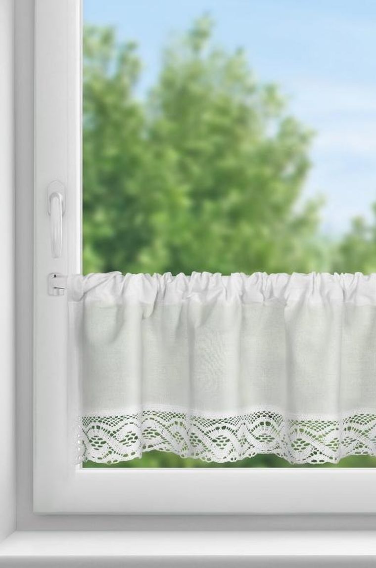 Eurofirany, firana zazdrostka, Vince, na taśmie, 150-30 cm, biały