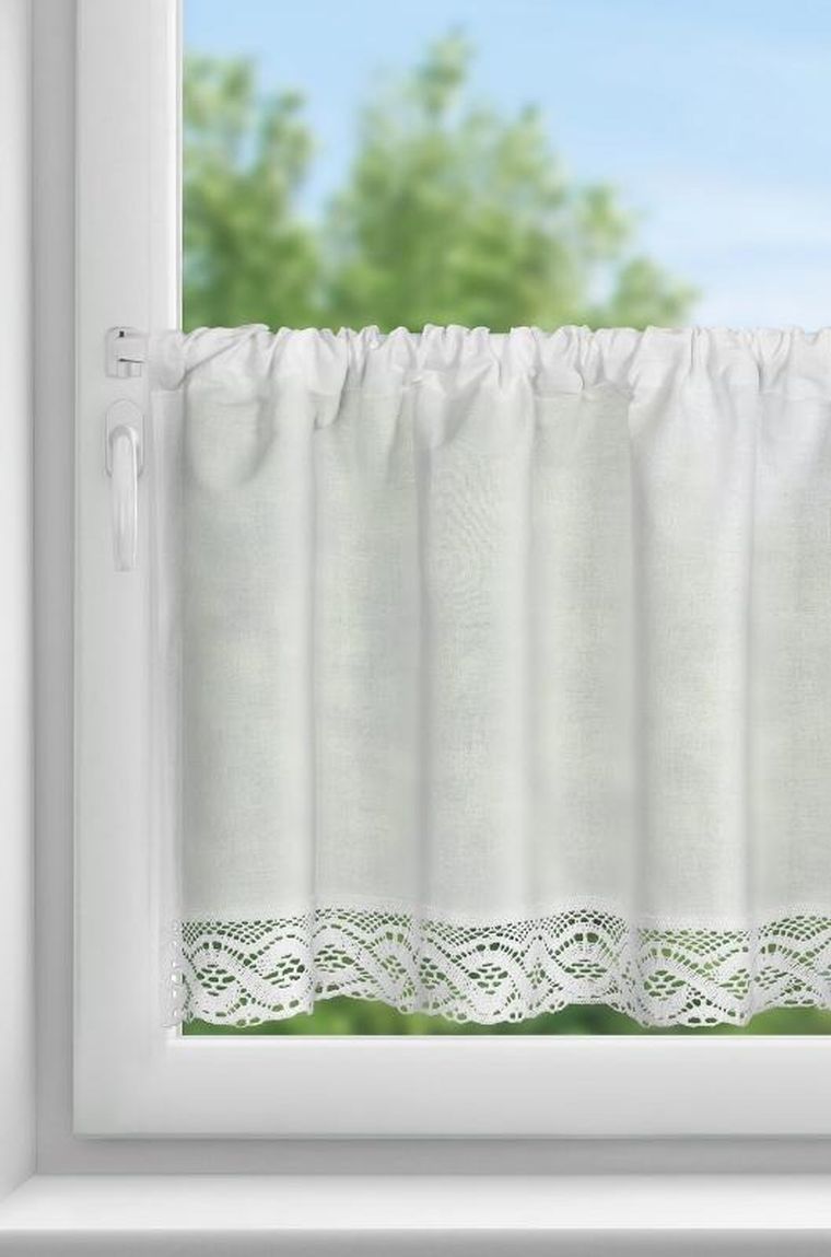 Eurofirany, firana zazdrostka, Vince, na taśmie, 150-60 cm, biały