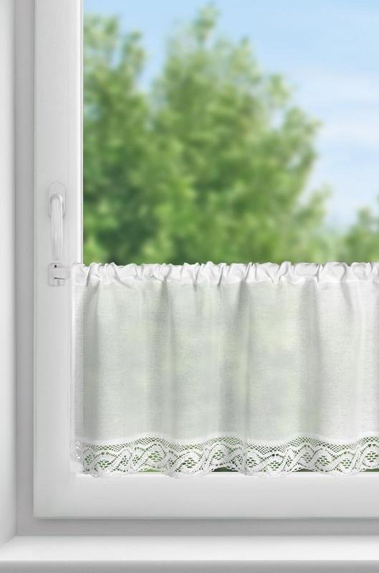 Eurofirany, firana zazdrostka, Vince, na taśmie, 200-40 cm, biały