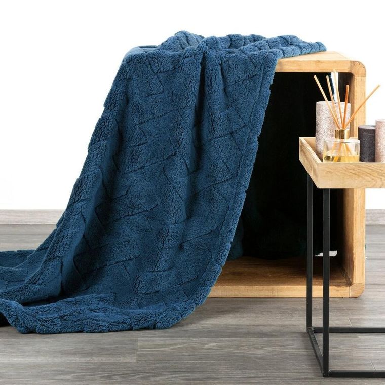 Eurofirany, koc d91 Caro, 150-200 cm, granatowy