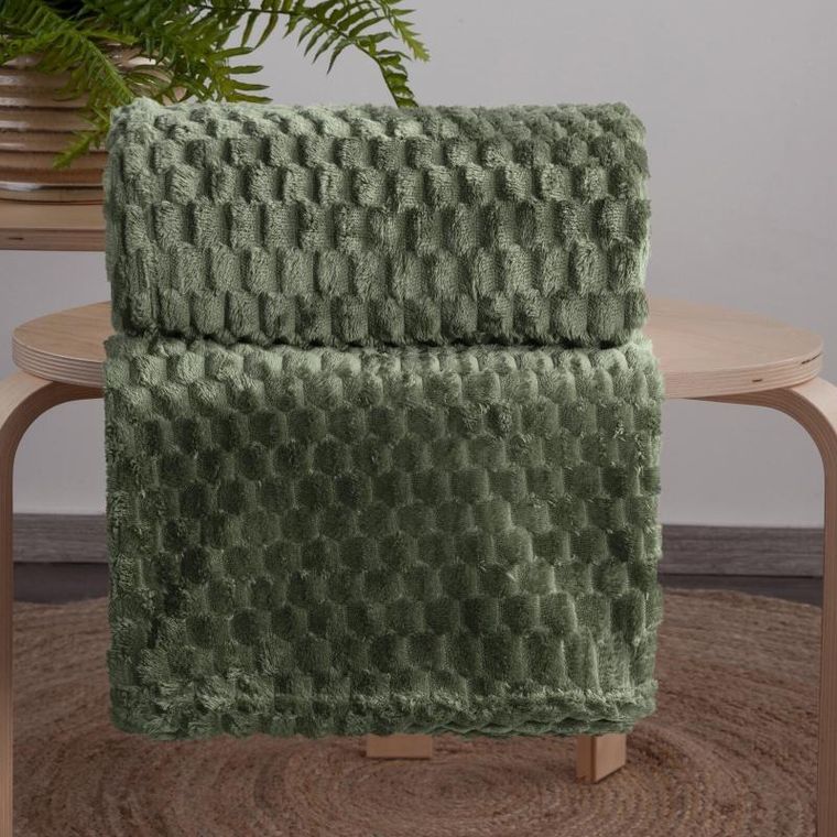 Eurofirany, koc d91 Cindy6, 170-210 cm, oliwkowy