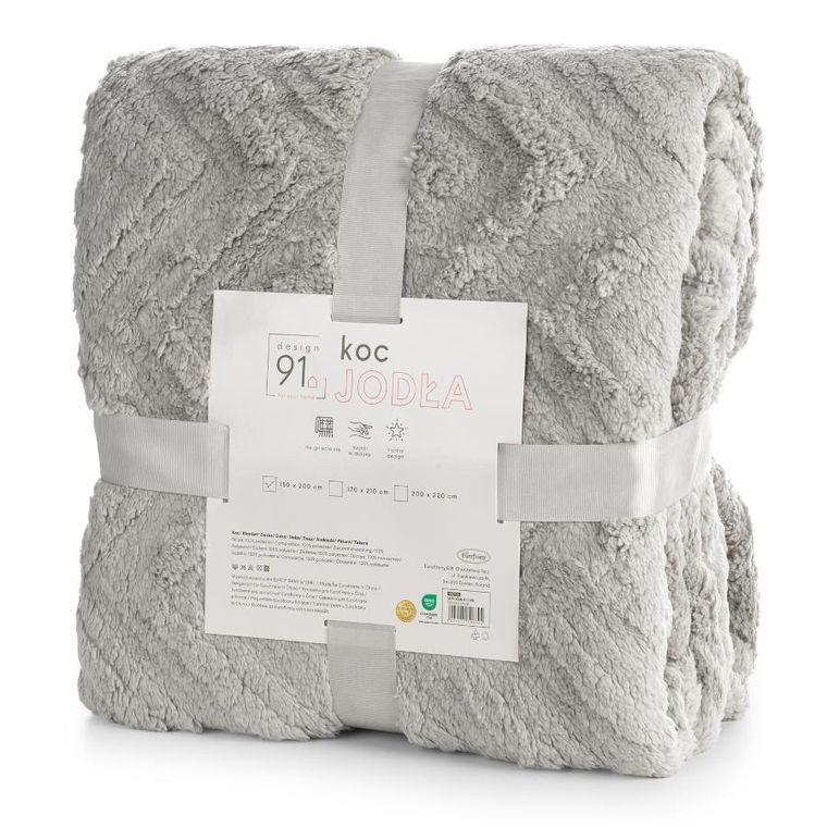 Eurofirany, koc d91 jodła, 70-160 cm, srebrny