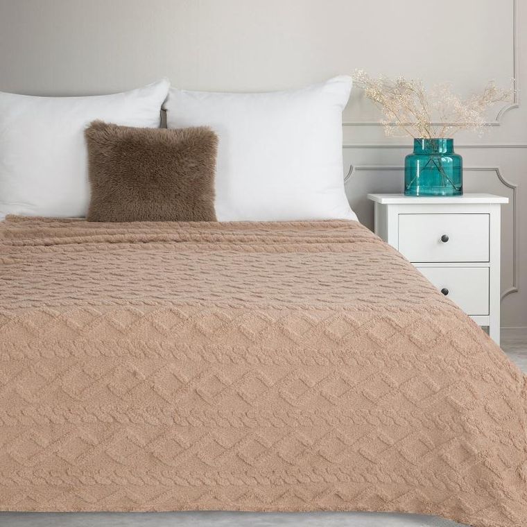 Eurofirany, koc d91, warkocz beżowy, 200-220 cm, warkocz beżowy