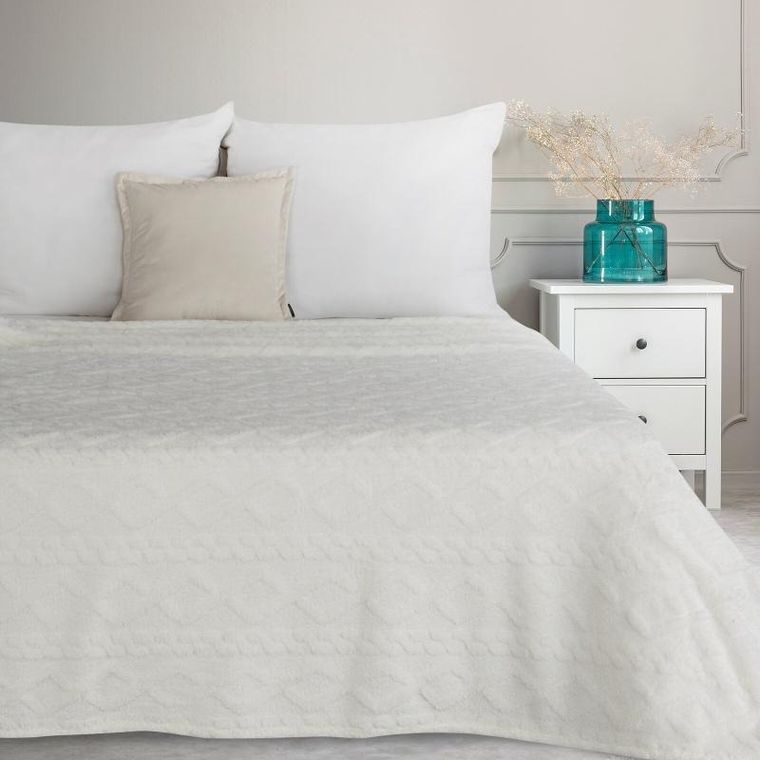 Eurofirany, koc d91, warkocz biały, 150-200 cm, biały