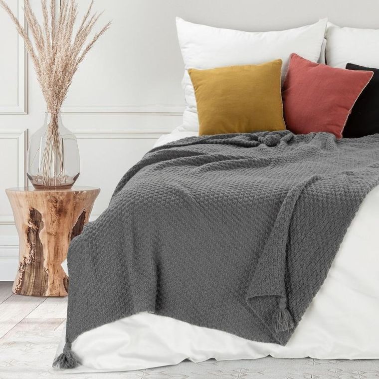 Eurofirany, koc pled, 130-170 cm, grafitowy