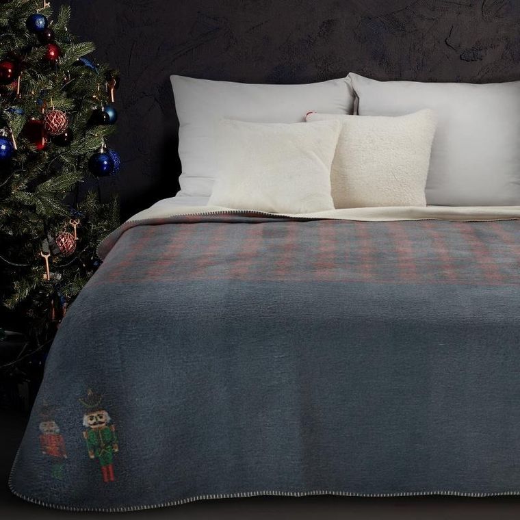Eurofirany, koc świąteczny Peter, 200-220 cm, granatowy