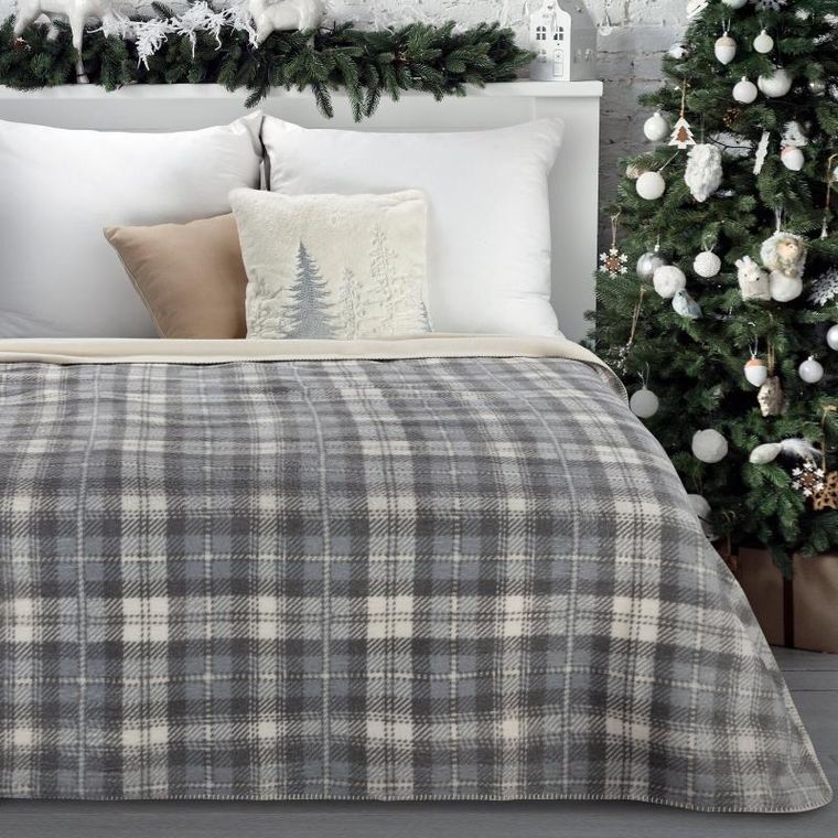 Eurofirany, koc świąteczny, Santa, 200-220 cm, szary