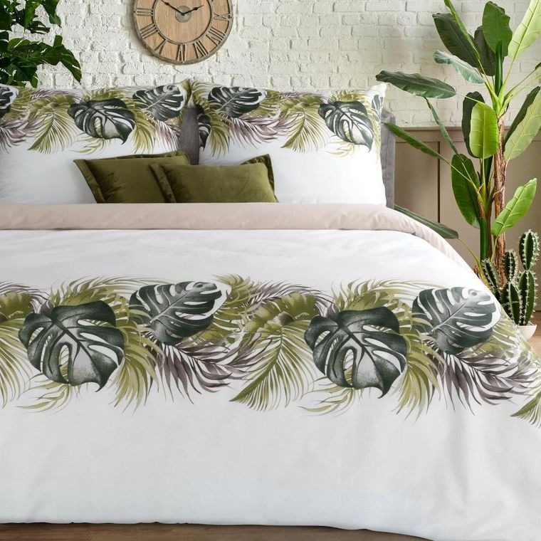 Eurofirany, komplet pościeli bawełnianej, Amber, 140-200 cm, biały