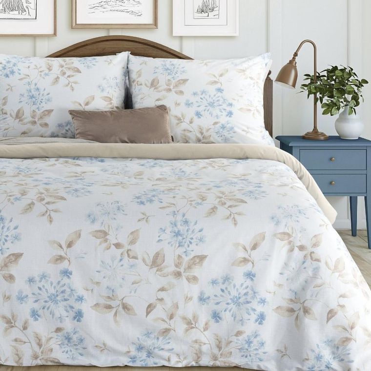 Eurofirany, komplet pościeli bawełnianej, Jasmina, 140-200 cm, kremowy