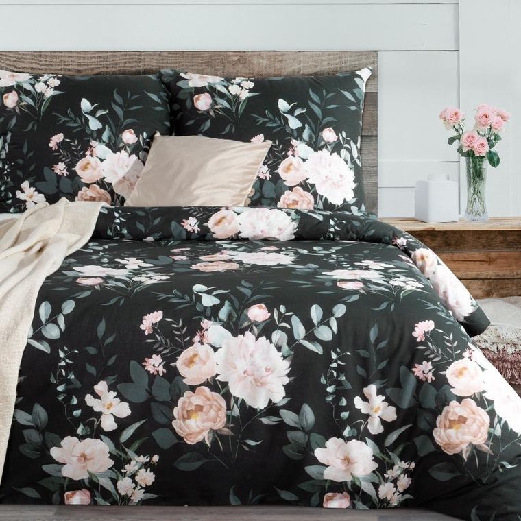 Eurofirany, komplet pościeli bawełnianej, Rosita1, 140-200 cm, czarny