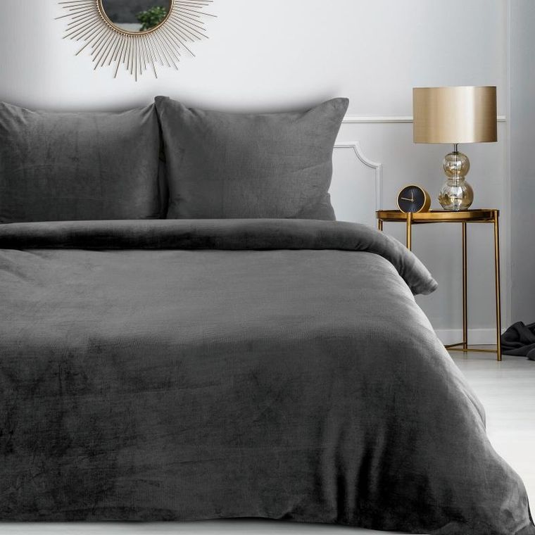 Eurofirany, komplet pościeli flano, 220-200 cm, stalowy