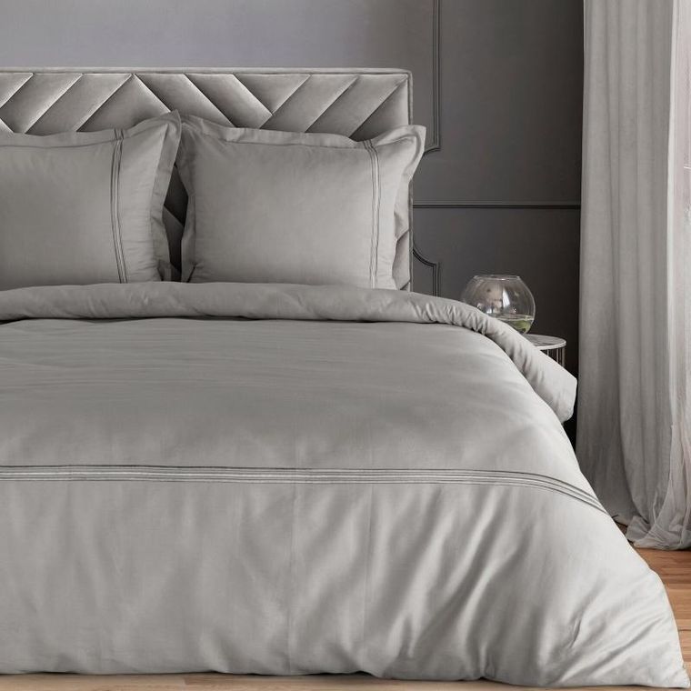 Eurofirany, komplet pościeli haft, 160-200 cm, srebrny