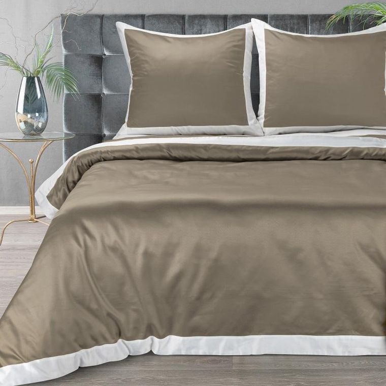 Eurofirany, komplet pościeli, Laura, 160-200 cm, ciemnobeżowy