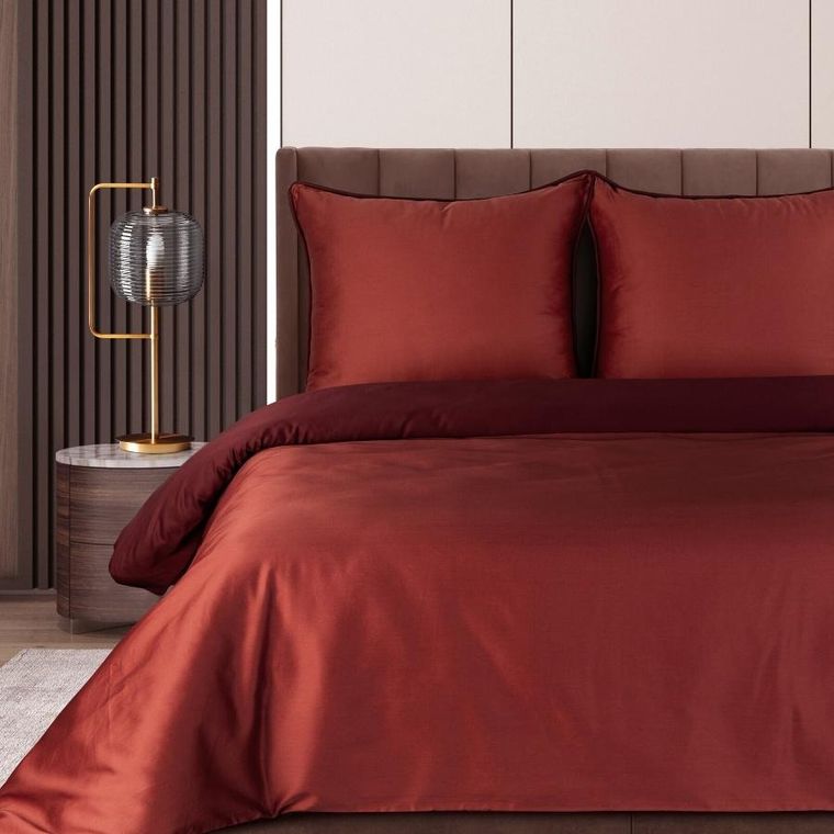 Eurofirany, komplet pościeli, Lunara, 220-200 cm, marsala