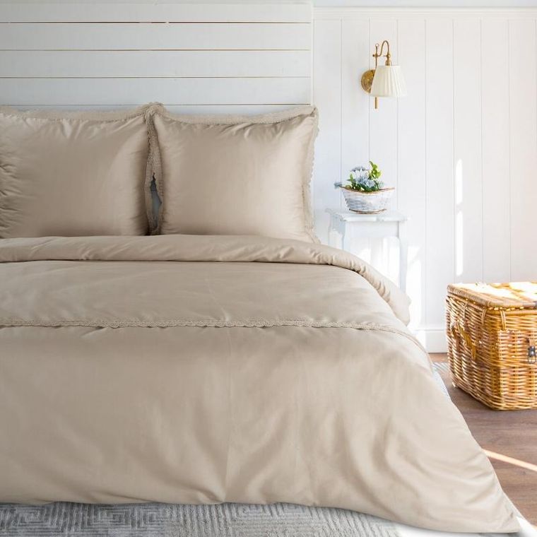 Eurofirany, komplet pościeli retro, 220-200 cm, beżowy