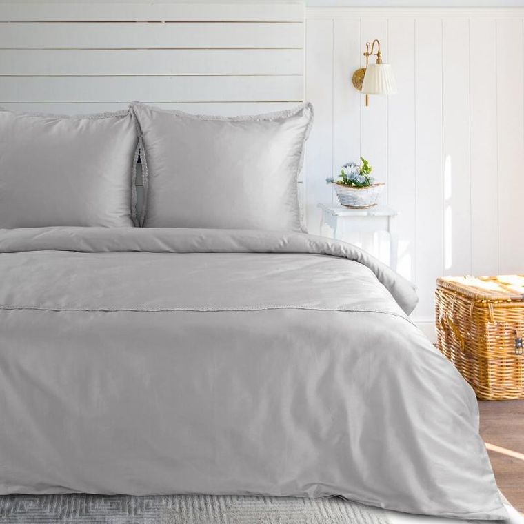 Eurofirany, komplet pościeli retro, 220-200 cm, jasnoszary