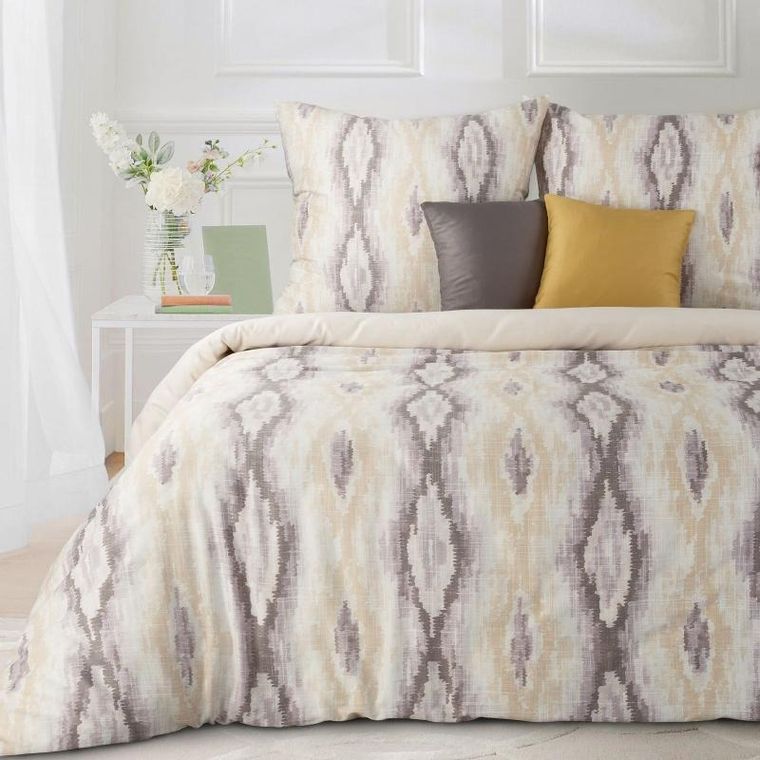 Eurofirany, komplet pościeli satynowej, Nika, 160-200 cm, 2-70-80 cm, beżowy