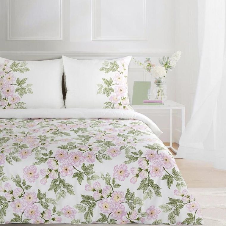 Eurofirany, komplet pościeli satynowej, Nika, 220-200 cm, biały