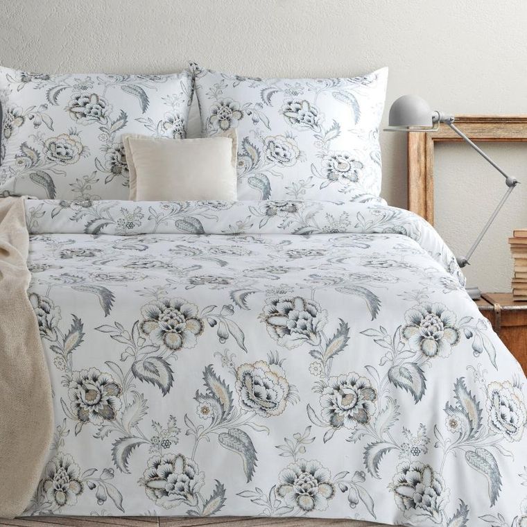 Eurofirany, komplet pościeli satynowej, spring, 140-200 cm, biały