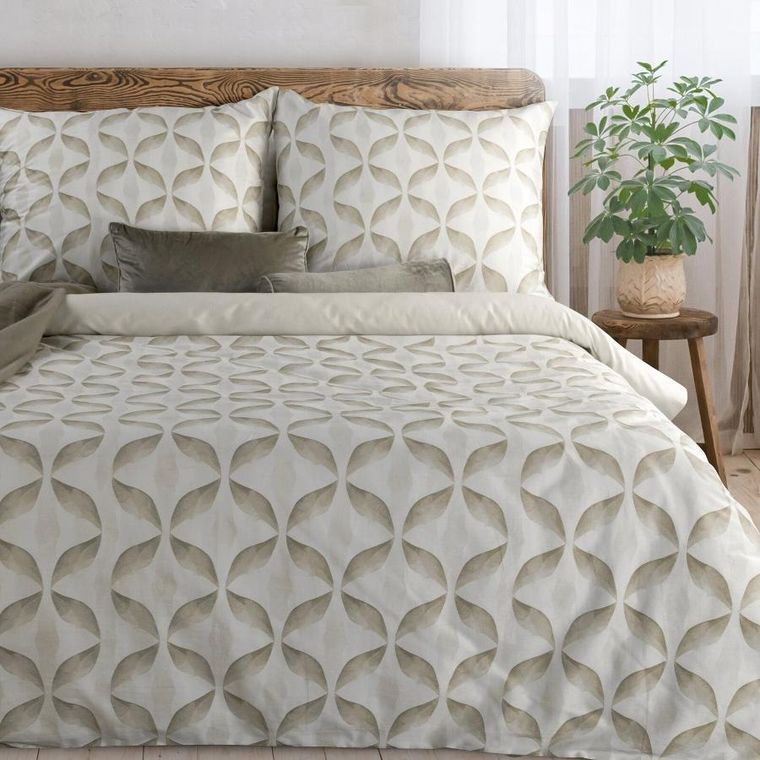 Eurofirany, komplet pościeli satynowej, spring, 140-200 cm, ciemnobeżowy