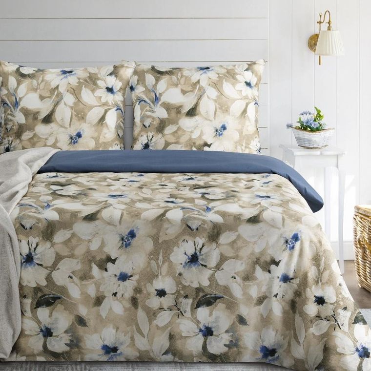 Eurofirany, komplet pościeli satynowej, Spring, 140-200 cm, jasnobeżowy