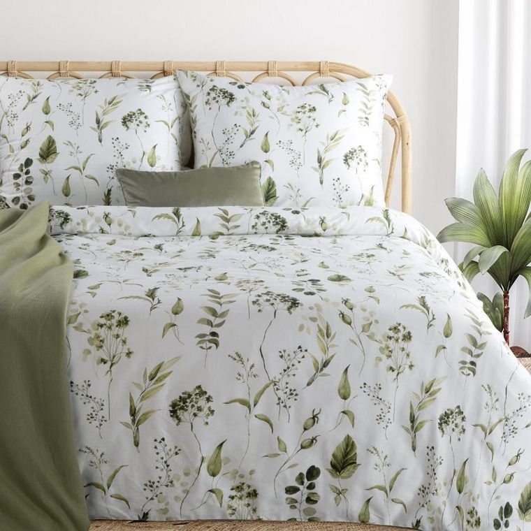 Eurofirany, komplet pościeli satynowej, spring. 140-200 cm, oliwkowy