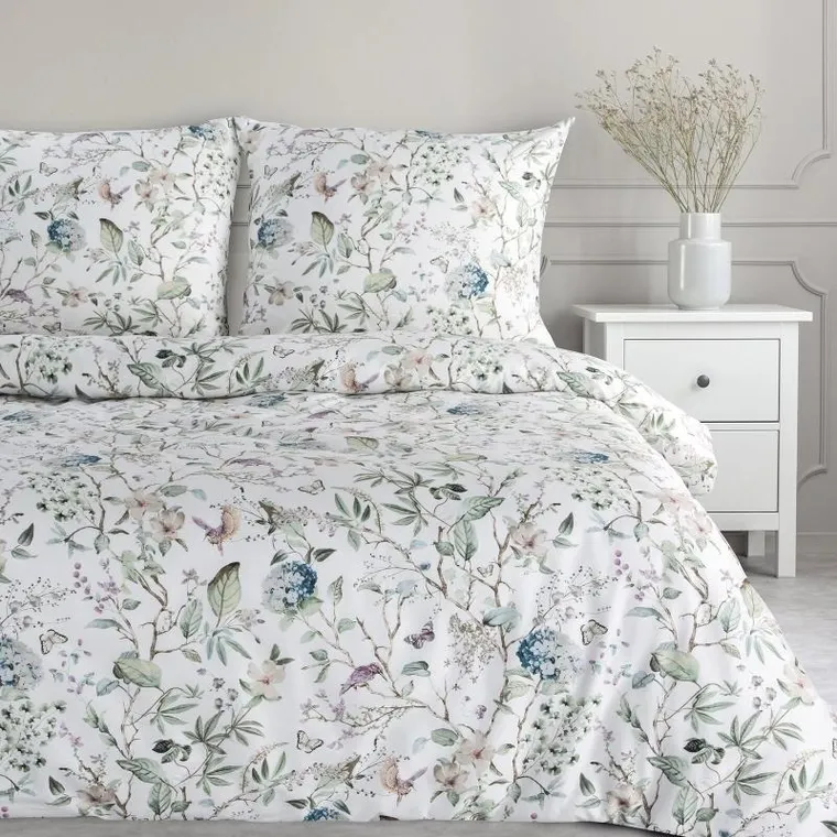 Eurofirany, komplet pościeli satynowej, Spring, 140-200 cm, zielony