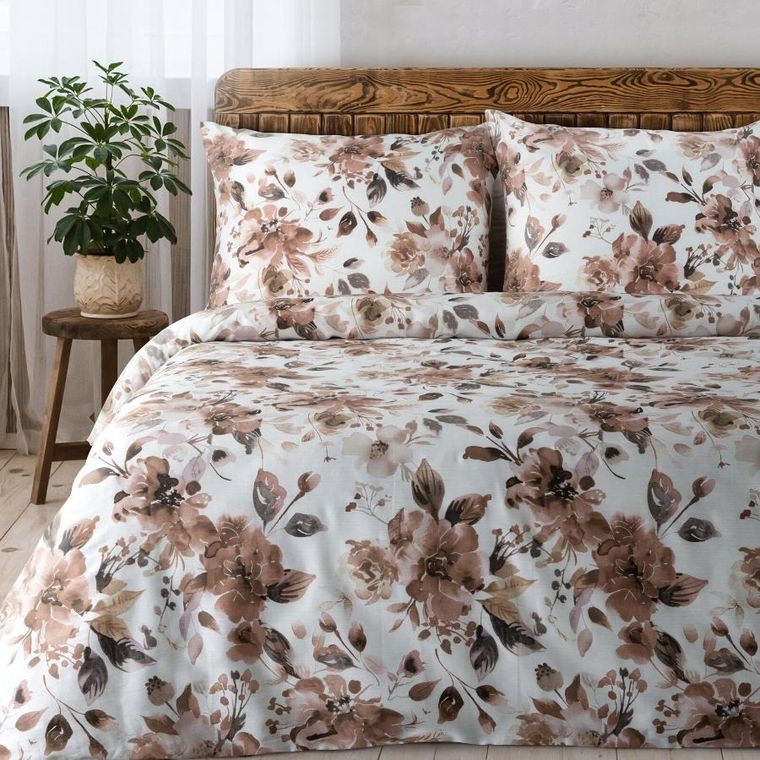 Eurofirany, komplet pościeli satynowej, Spring, 160-200 cm, biały