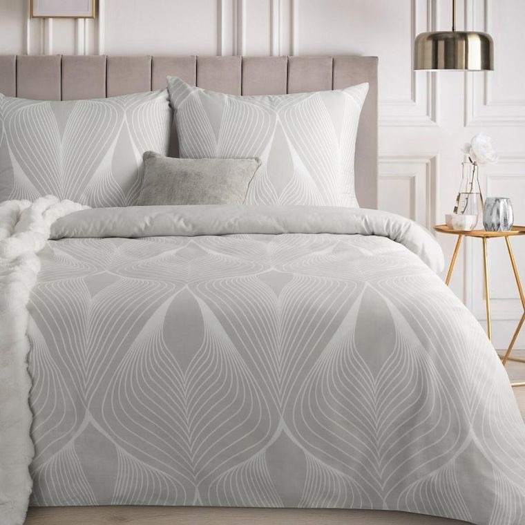 Eurofirany, komplet pościeli satynowej, spring, 160-200 cm, jasnoszary