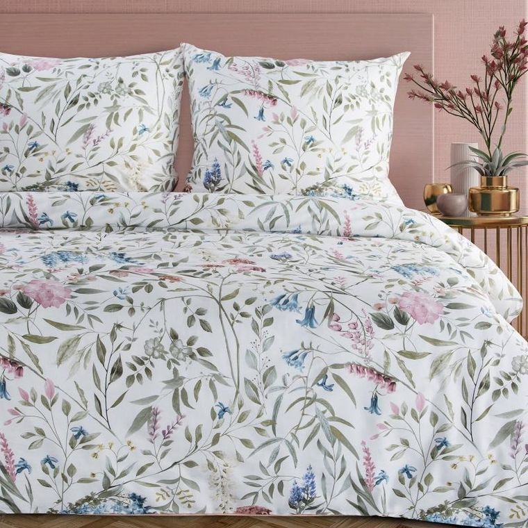 Eurofirany, komplet pościeli satynowej, Spring, 160-200 cm, zielony