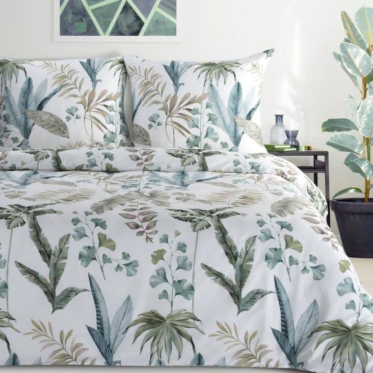 Eurofirany, komplet pościeli satynowej, Spring, 160-200 cm, zielony