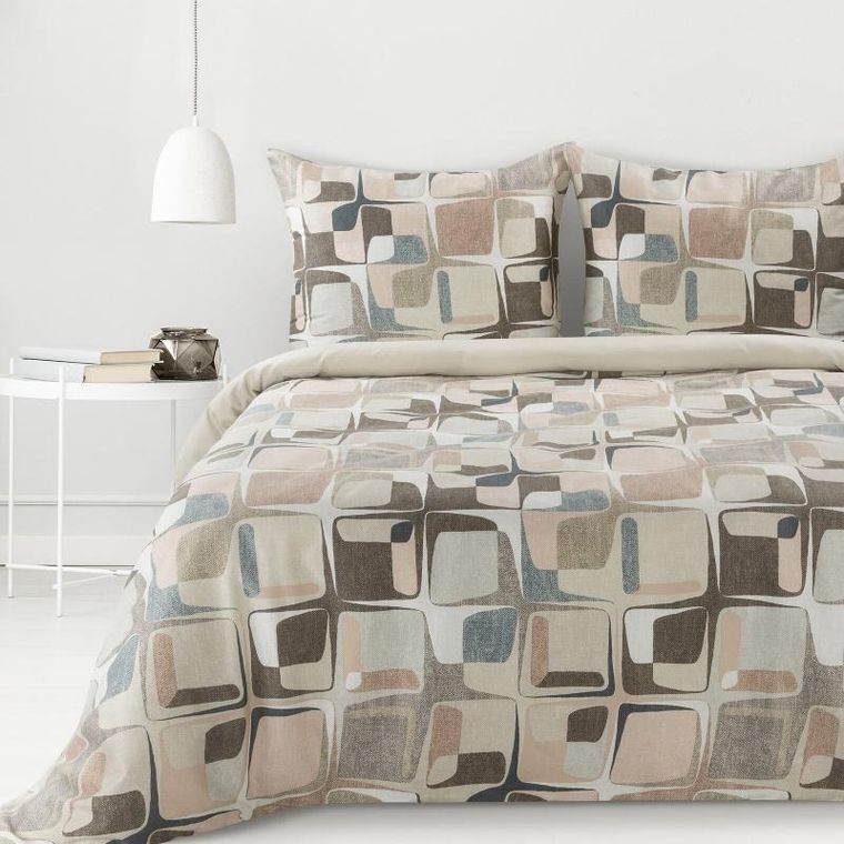 Eurofirany, komplet pościeli satynowej, Spring, 220-200 cm, beżowy