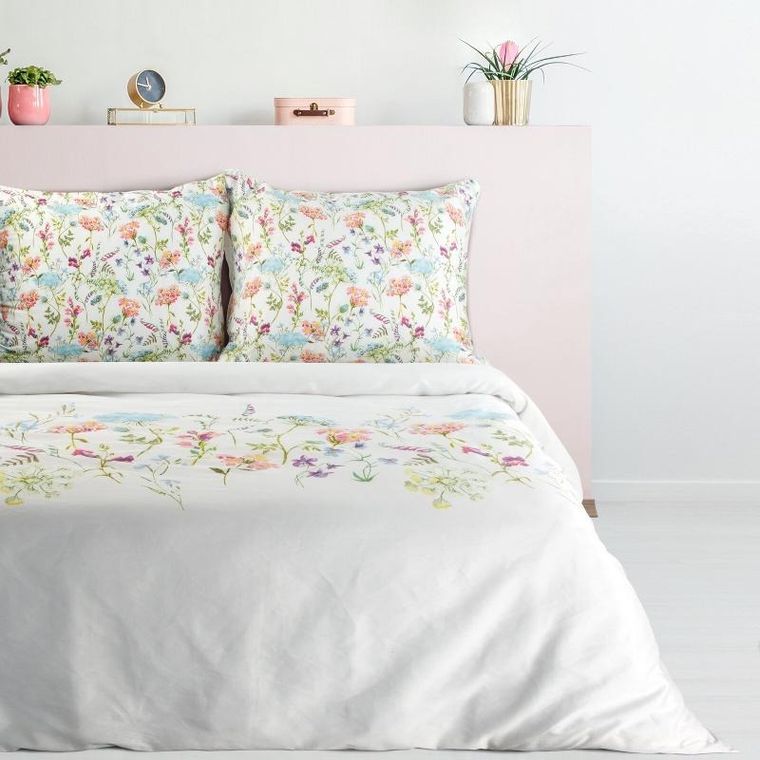 Eurofirany, komplet pościeli satynowej spring, 220-200 cm, biały