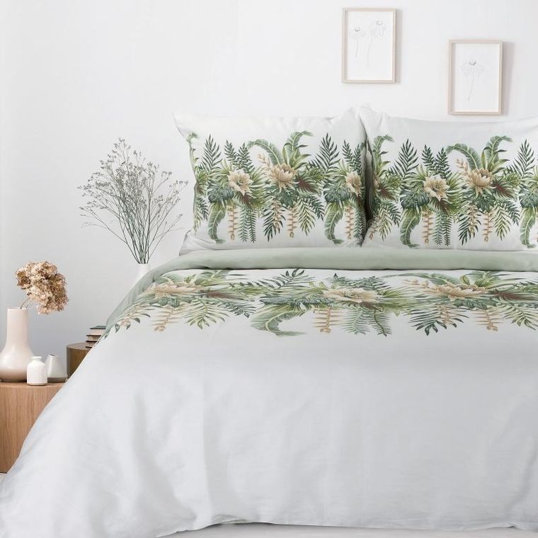 Eurofirany, komplet pościeli satynowej spring, 220-200 cm, biały