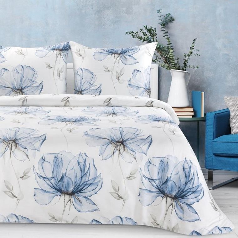 Eurofirany, komplet pościeli satynowej, Spring, 220-200 cm, biały