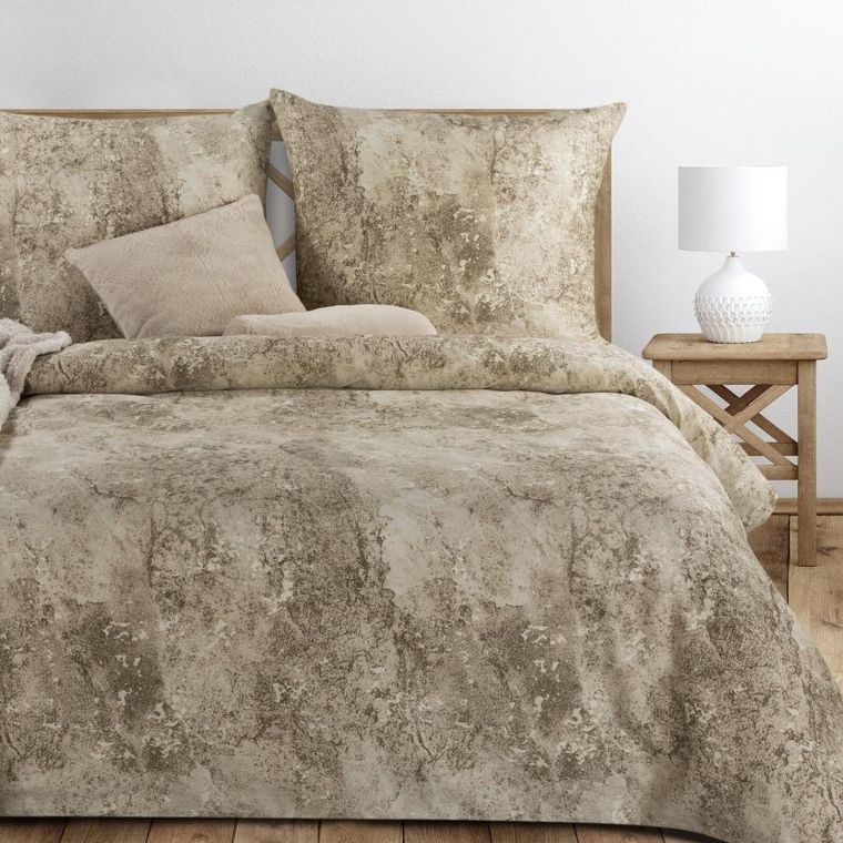 Eurofirany, komplet pościeli satynowej, Spring, 220-200 cm, jasnobrązowy