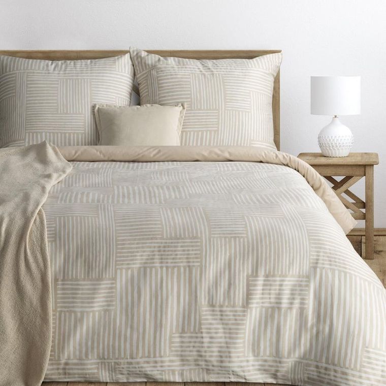 Eurofirany, komplet pościeli satynowej, Spring 80, 140-200 cm, beżowy