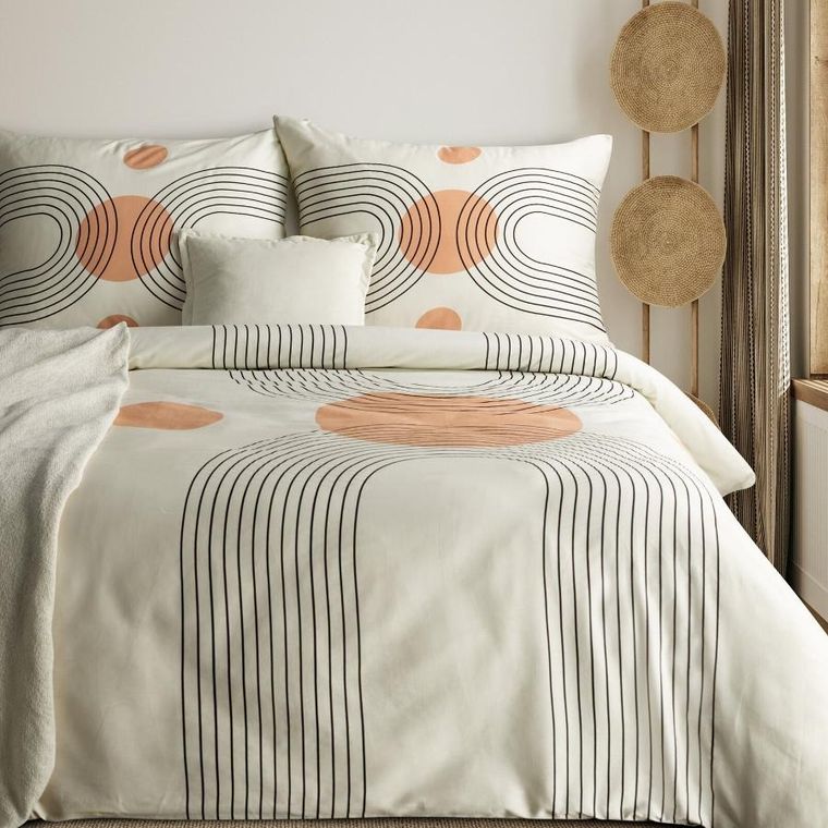 Eurofirany, komplet pościeli satynowej, Spring 87, 160-200 cm, jasnobeżowy