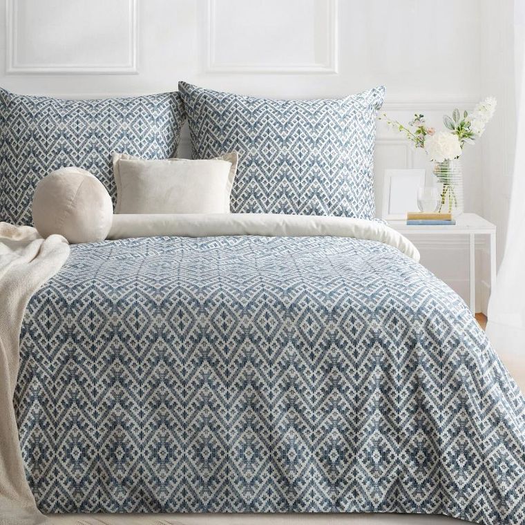 Eurofirany, komplet pościeli satynowej, Spring 98, 200-220 cm, granatowy