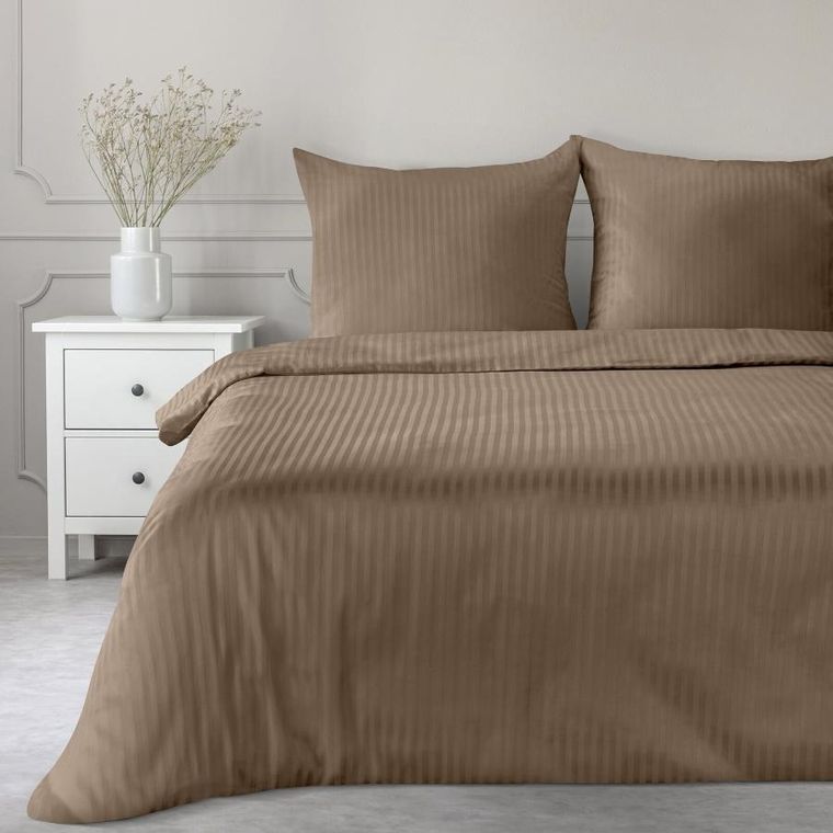Eurofirany, komplet pościeli satynowej, Vera, 160-200 cm, brązowy