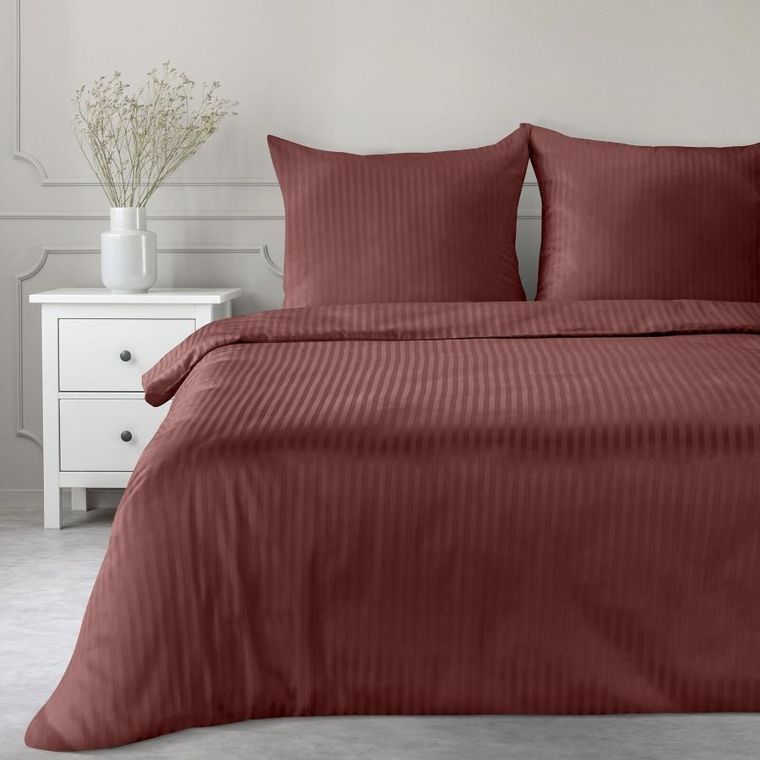 Eurofirany, komplet pościeli satynowej, Vera, 220-200 cm, burgundowy