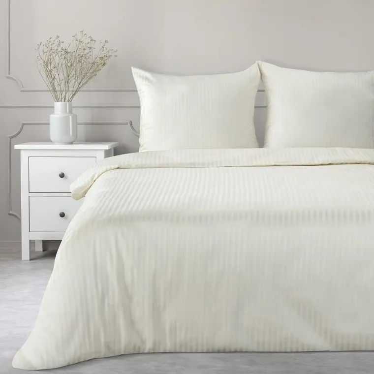 Eurofirany, komplet pościeli satynowej, Vera, 220-200 cm, kremowy