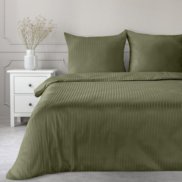 Eurofirany, komplet pościeli satynowej, Vera, 220-200 cm, oliwkowy