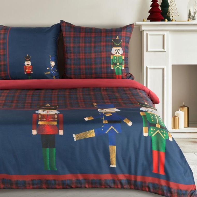 Eurofirany, komplet pościeli świątecznej, Peter03, 160-200 cm, granatowy