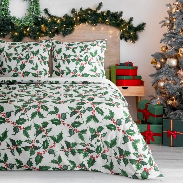 Eurofirany, komplet pościeli świątecznej, Tori, 220-200 cm, biały