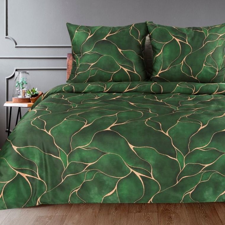 Eurofirany, komplet pościeli w pudełku gift, zielony, 220-200 cm + 70-80 cm x2