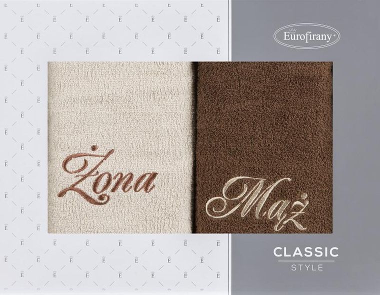 Eurofirany, komplet ręczników, 2 szt., mąż żona, 50-90 cm, beżowy