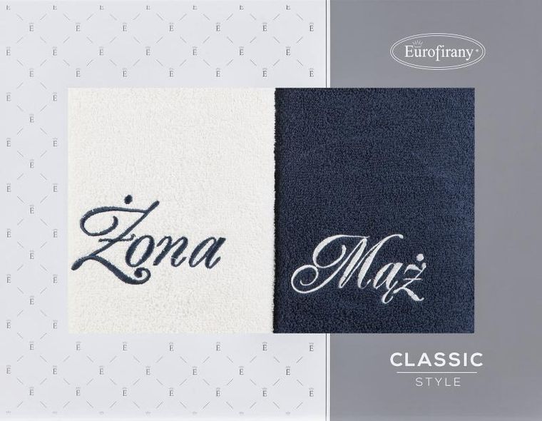 Eurofirany, komplet ręczników, 2 szt., mąż żona, 50-90 cm, biały